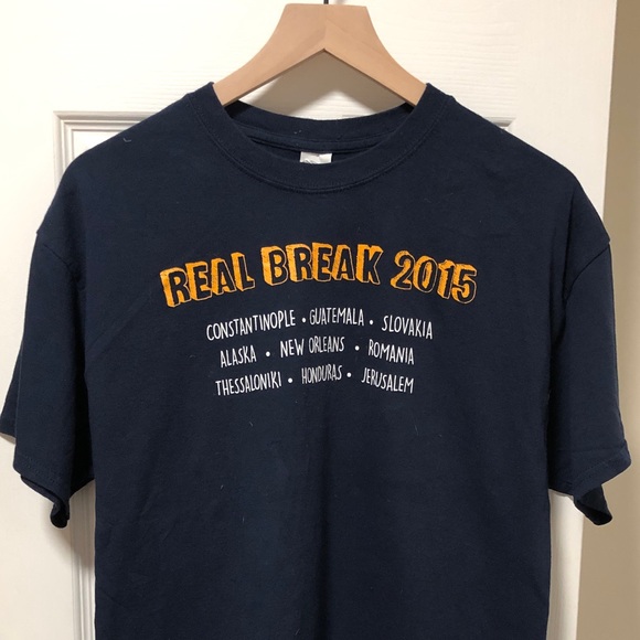 Orthodox Church Foundation “Real Break 2015” 100% Cotton Navy T-Shirt, Size L - Picture 7 of 8